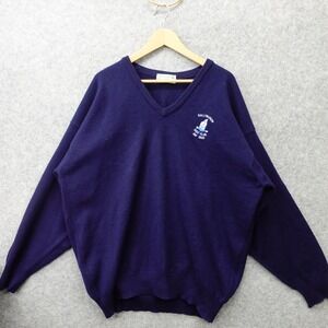 Glenmuir Sweater Men 2XL Navy Blue Lambswool Machine Washable Scottish Golf Club